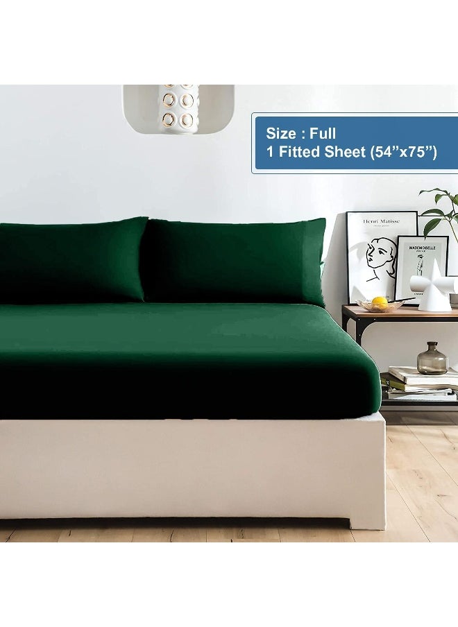 DAN RIVER 100% Cotton Jersey Fitted Sheet, Full, Huntergreen, 16 Inch Deep Pockets, Ultra Soft & Breathable, Stretchy Knit Fabric, Fitted Bed Sheet for Queen Mattress