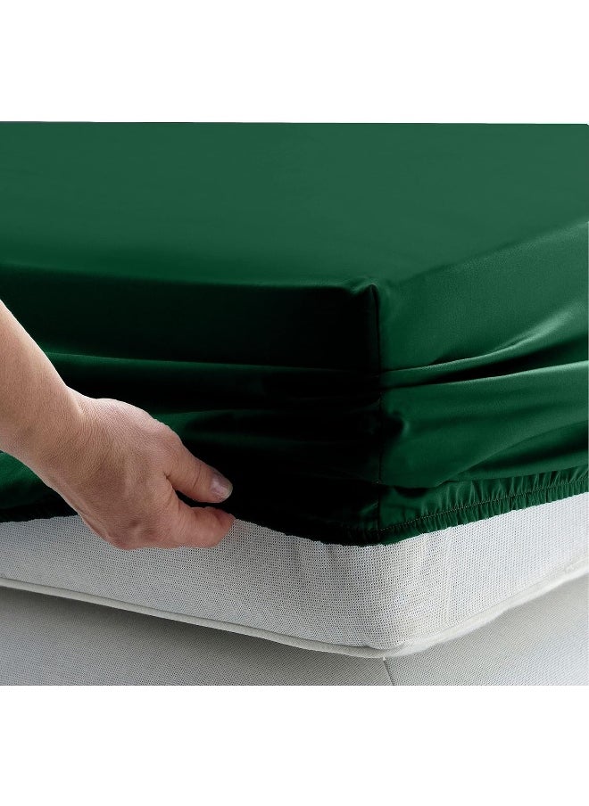 DAN RIVER 100% Cotton Jersey Fitted Sheet, Full, Huntergreen, 16 Inch Deep Pockets, Ultra Soft & Breathable, Stretchy Knit Fabric, Fitted Bed Sheet for Queen Mattress