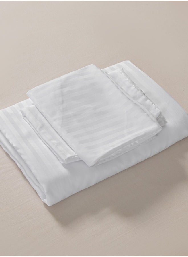 Fitted sheet with elastic corner 180*200+30cm with 2 pillow cases, bedsheet set 0f 3 piece king size, white.