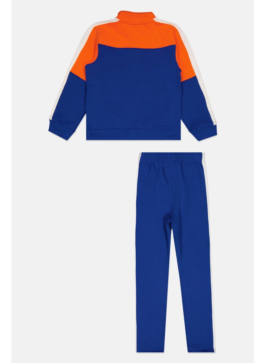 Kids Boy 2 Pieces Sportswear Fit Full Zip Sweatshirt And Sweatpants Set, Blue
