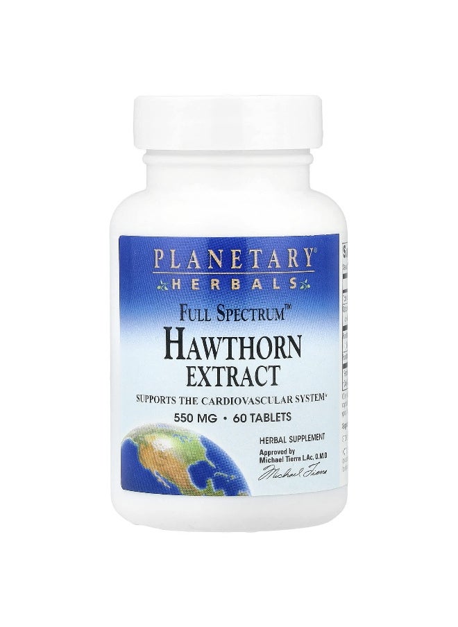 Planetary Herbals, Full Spectrum™ Hawthorn Extract, 550 mg, 60 Tablets