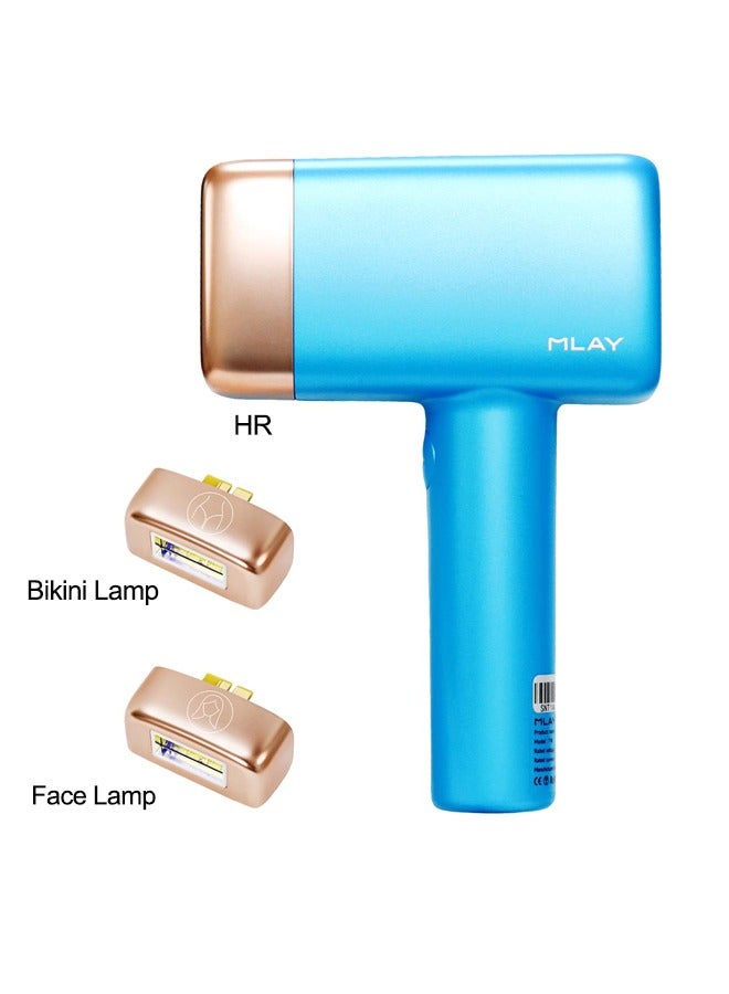 Newest T14 IPL Laser Painless Hair Removal Device With Bikini And Face Lamp 3, Cold Compress, 5-Levels, 500000 Pulses Sky Blue Sky Blue