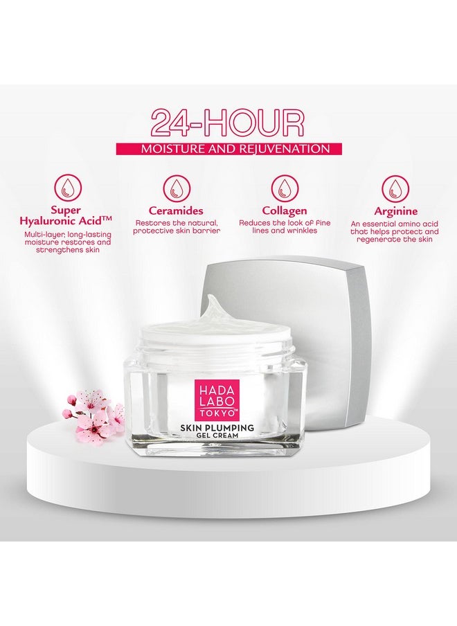 Hada Labo Tokyo Plumping Gel Cream, Facial Moisturizer, Clinically Proven to Provide 24-Hour Moisture in One Use, Super HyaluronicAcid, Ceramides, Collagen, No Parabens, Dyes or Fragrance, 1.76 oz