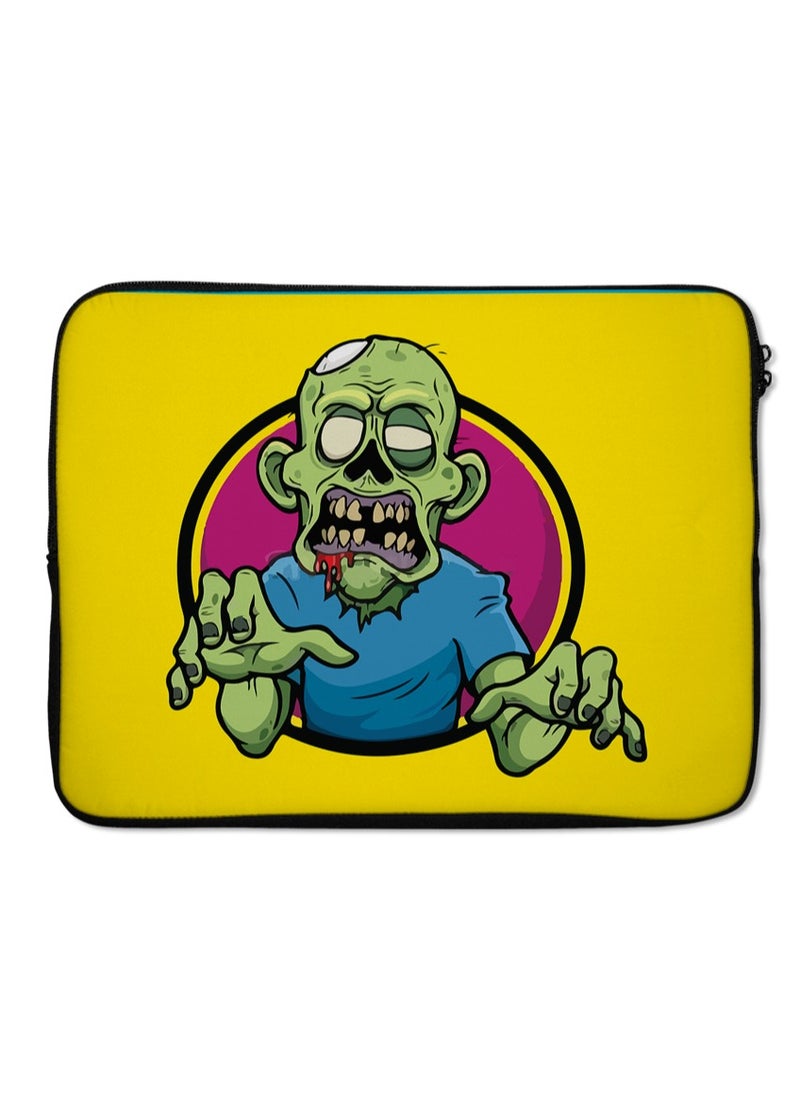 Yellow Zombie Print With Zipper Skull Print Yellow High Quality Neoprene Laptop Sleeve