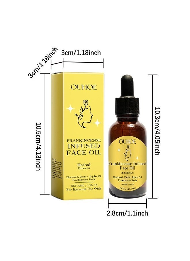 Frankincense Infused Face Oil,Organic Black Seed Castor & Jojoba Oils,Frankincense Resin Oil Essential,Cold Pressed Serum Anti-Aging Wrinkle 30ML