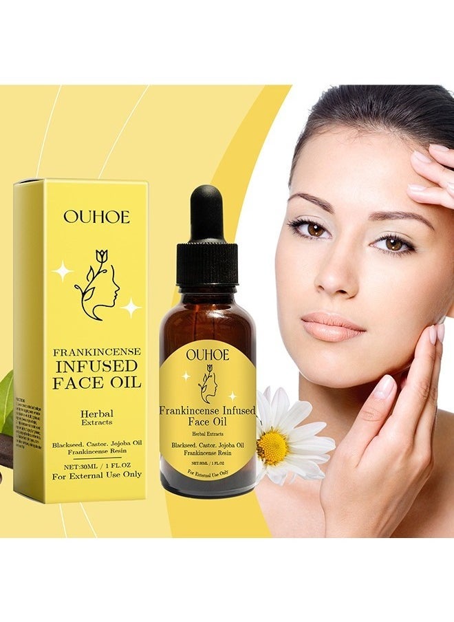 Frankincense Infused Face Oil,Organic Black Seed Castor & Jojoba Oils,Frankincense Resin Oil Essential,Cold Pressed Serum Anti-Aging Wrinkle 30ML