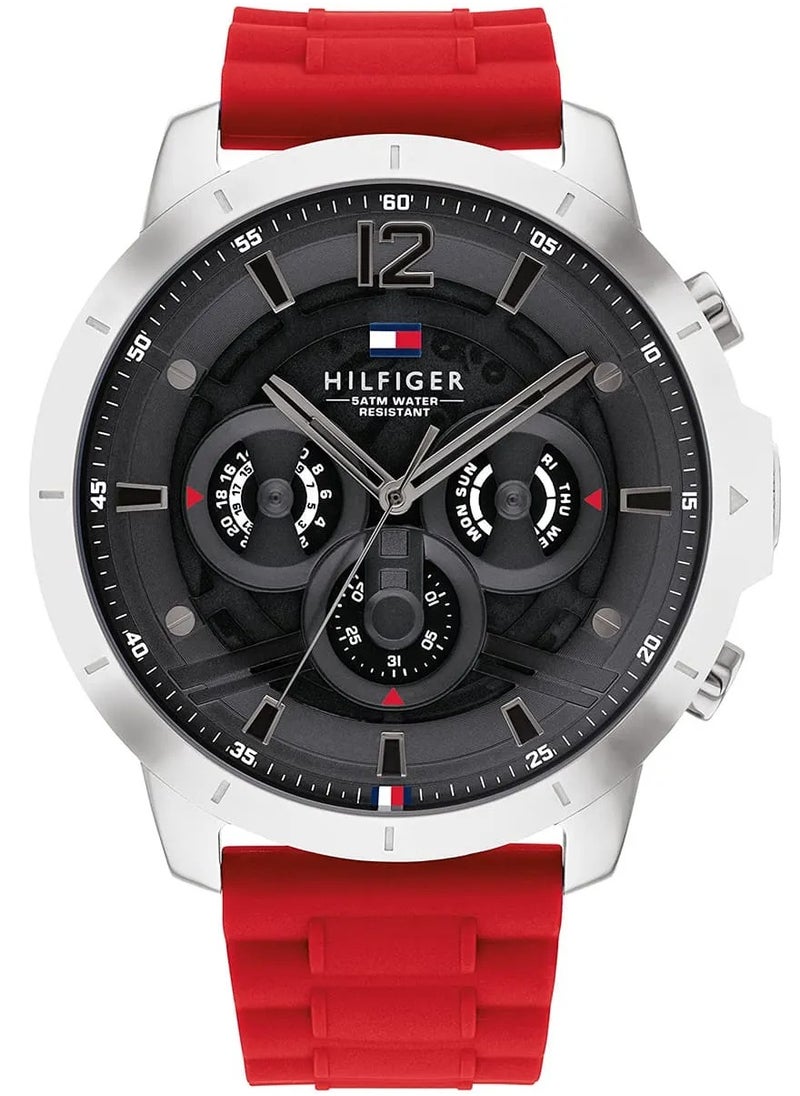 Tommy Hilfiger Men 1710490 Analog Silicone Band Watch , Red