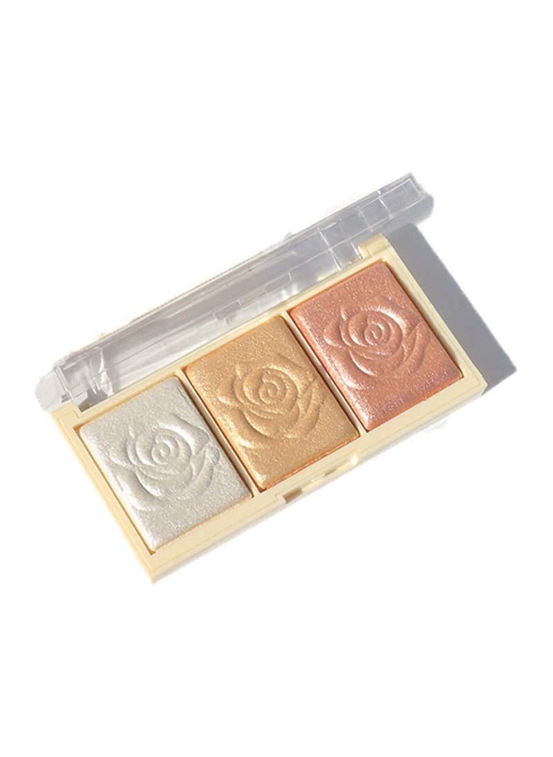 3 Colors Highlighter Eyeshadow Palette, Long Lasting Highlighter Makeup, Creamy Pigmented Eyeshadow Powder to Define Natural Eye Look