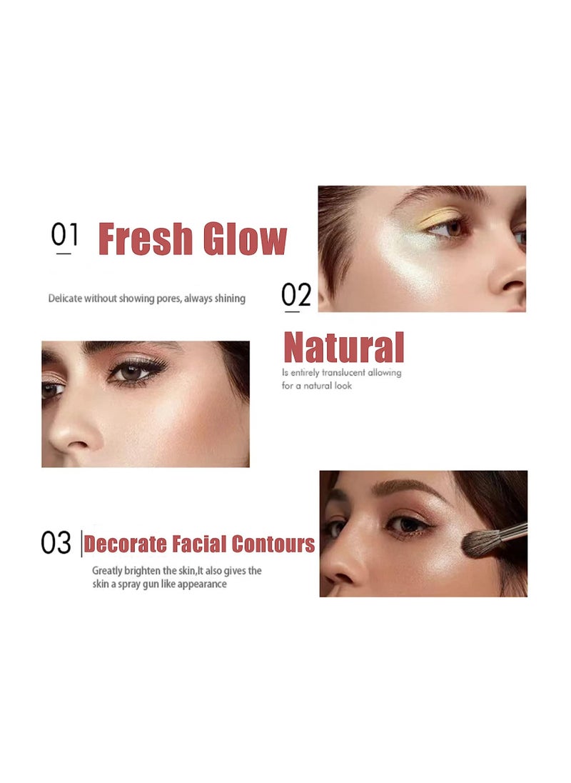 3 Colors Highlighter Eyeshadow Palette, Long Lasting Highlighter Makeup, Creamy Pigmented Eyeshadow Powder to Define Natural Eye Look