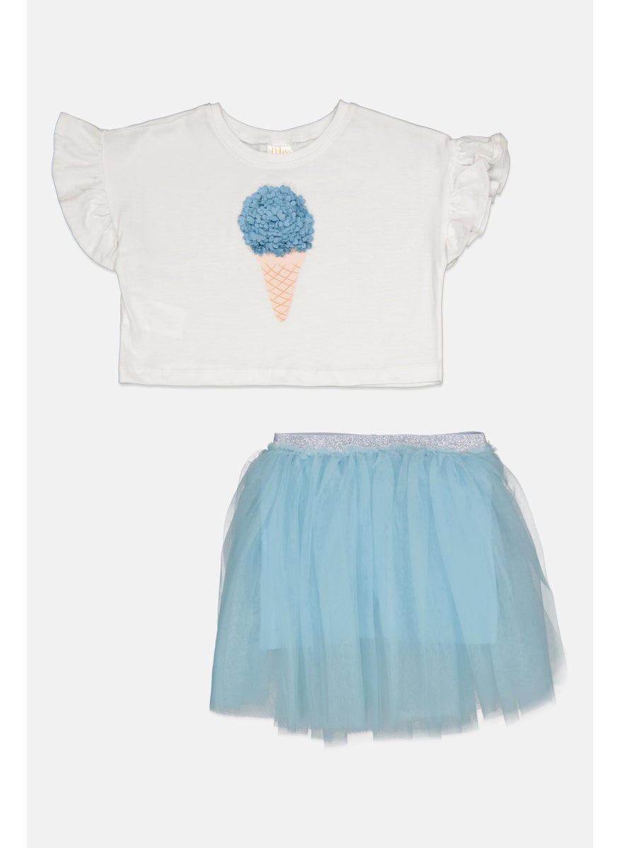 Toddlers Girl 2 Pieces Textured Top With Skirt Set, Multicolor
