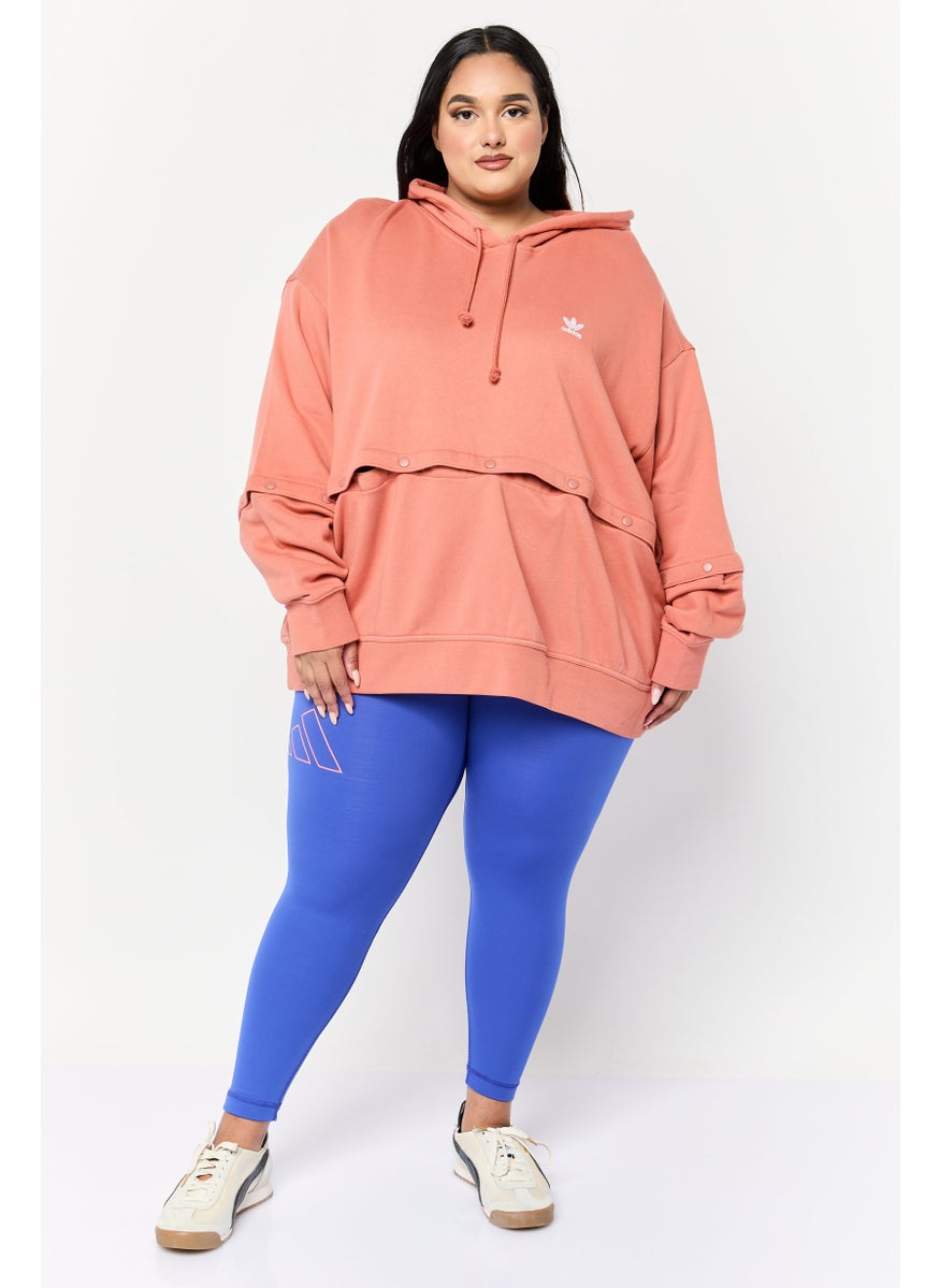 Women Plus Size Long Sleeves Training Hoodie, Pink
