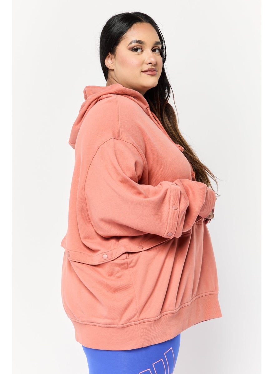 Women Plus Size Long Sleeves Training Hoodie, Pink