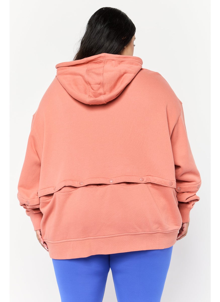 Women Plus Size Long Sleeves Training Hoodie, Pink
