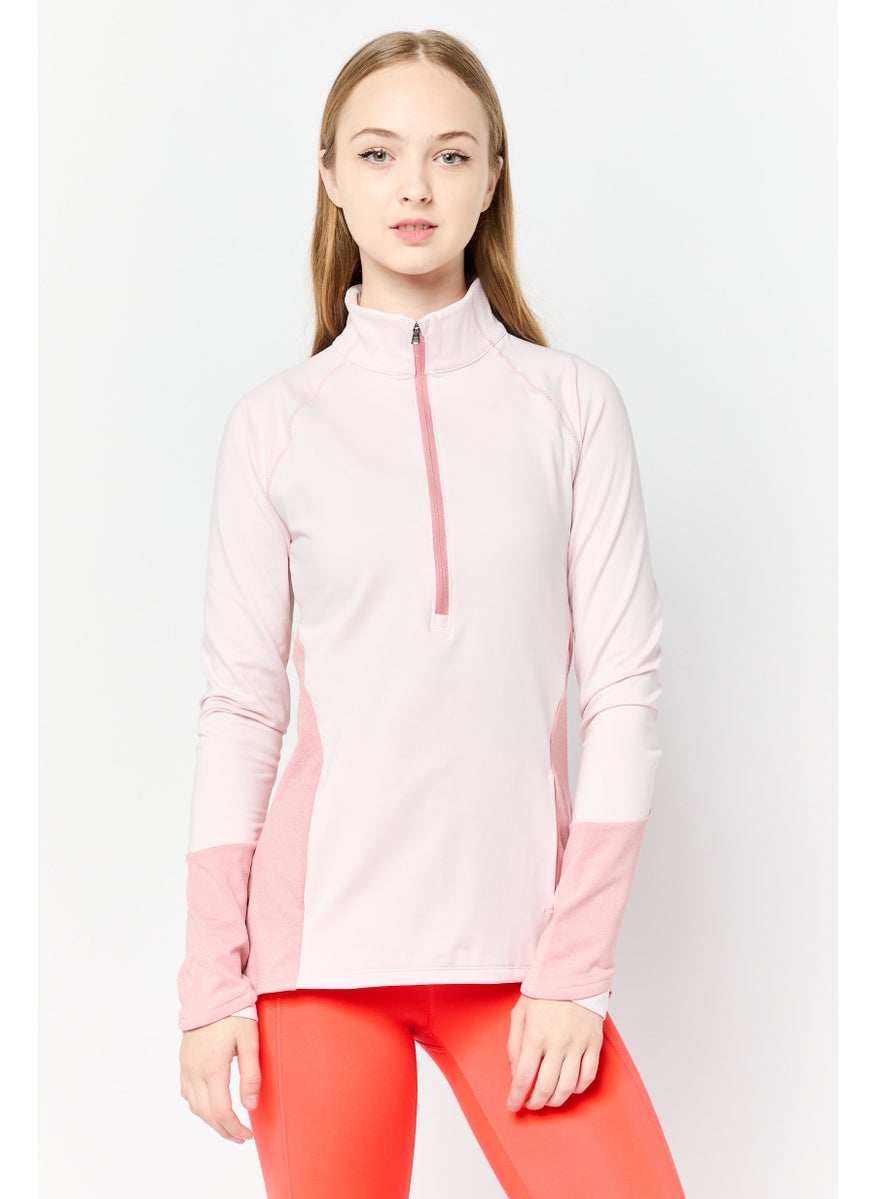 Women Sportswear Fit Long Sleeves Running Sweatshirt, Pink