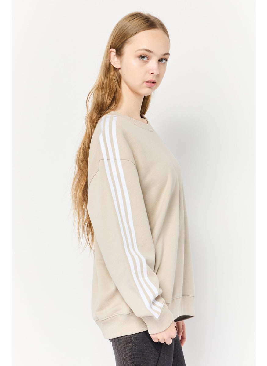 Women Sportswear Fit Long Sleeves Outdoor Sweatshirt, Beige