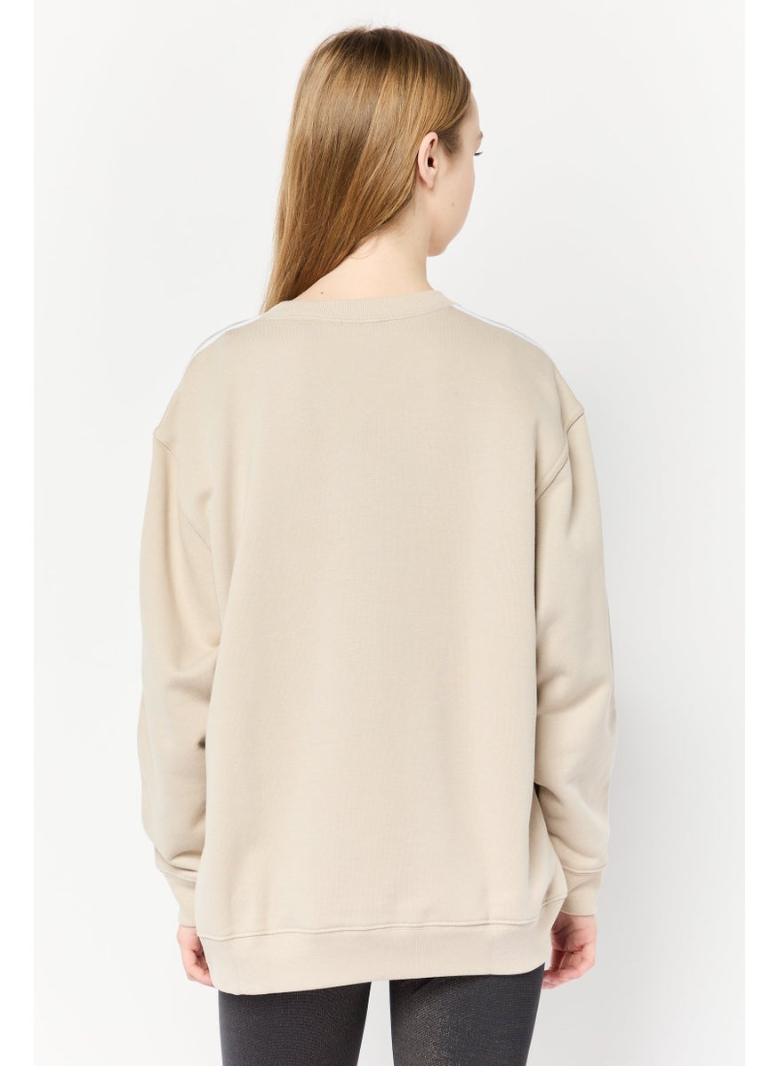 Women Sportswear Fit Long Sleeves Outdoor Sweatshirt, Beige