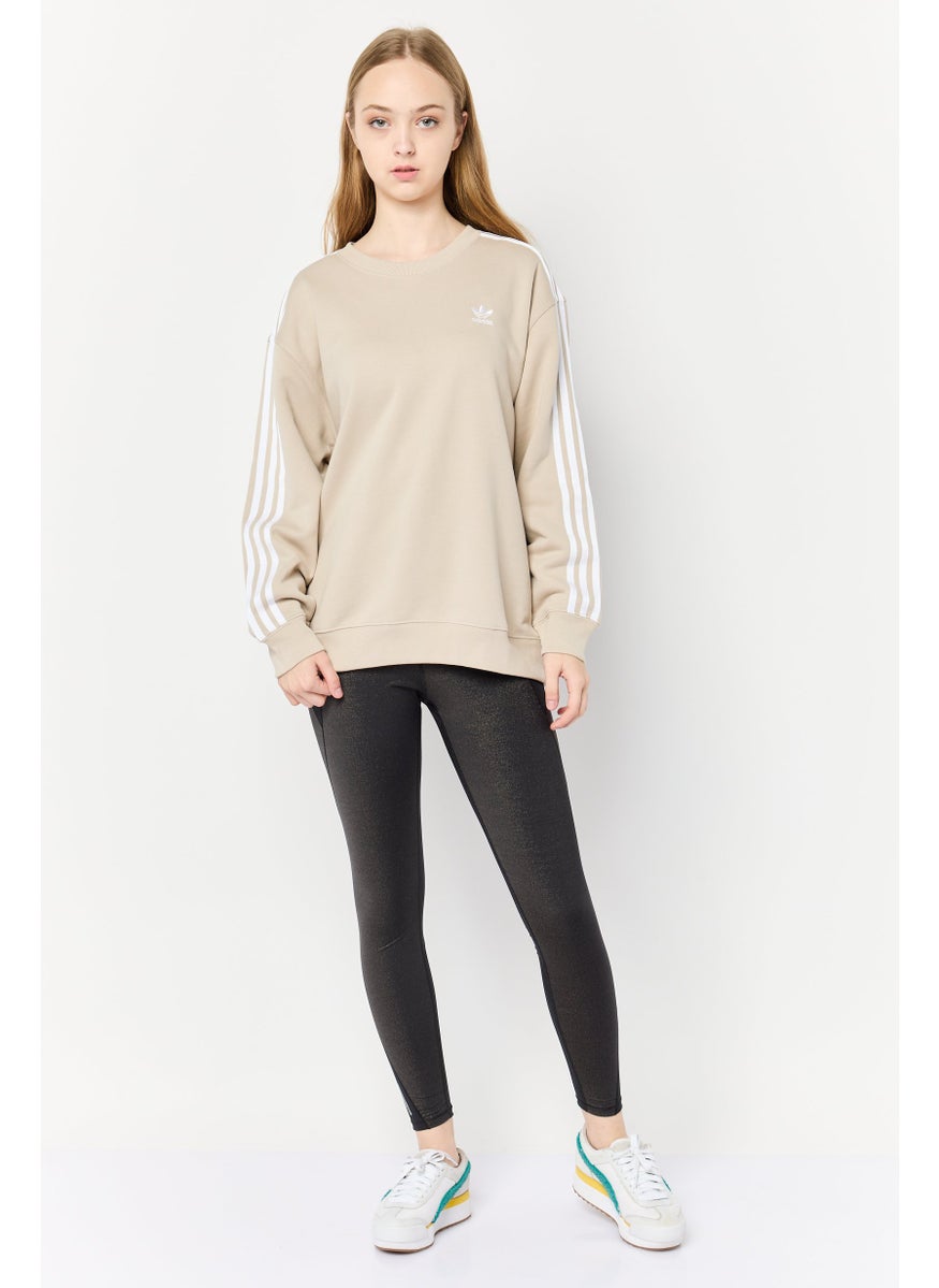 Women Sportswear Fit Long Sleeves Outdoor Sweatshirt, Beige