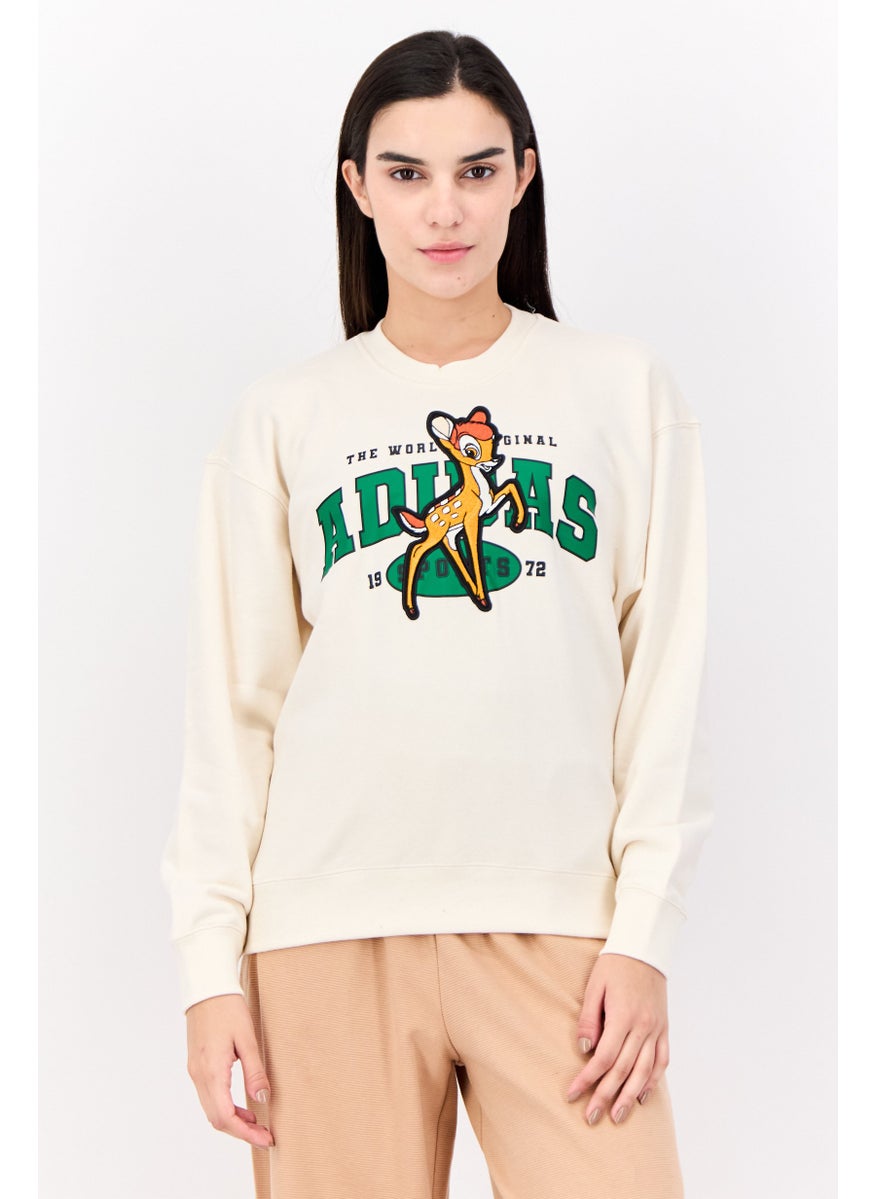 Adidas Originals x Disney Women Sportswear Fit Long Sleeve Outdoor Sweatshirt, Cream