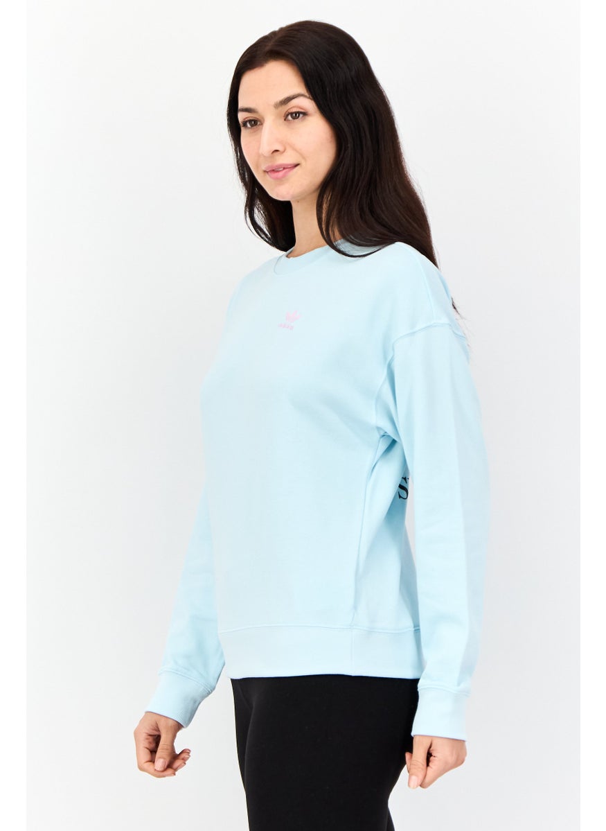 Women Sportswear Fit Long Sleeves Outdoor Sweatshirt, Sky Blue