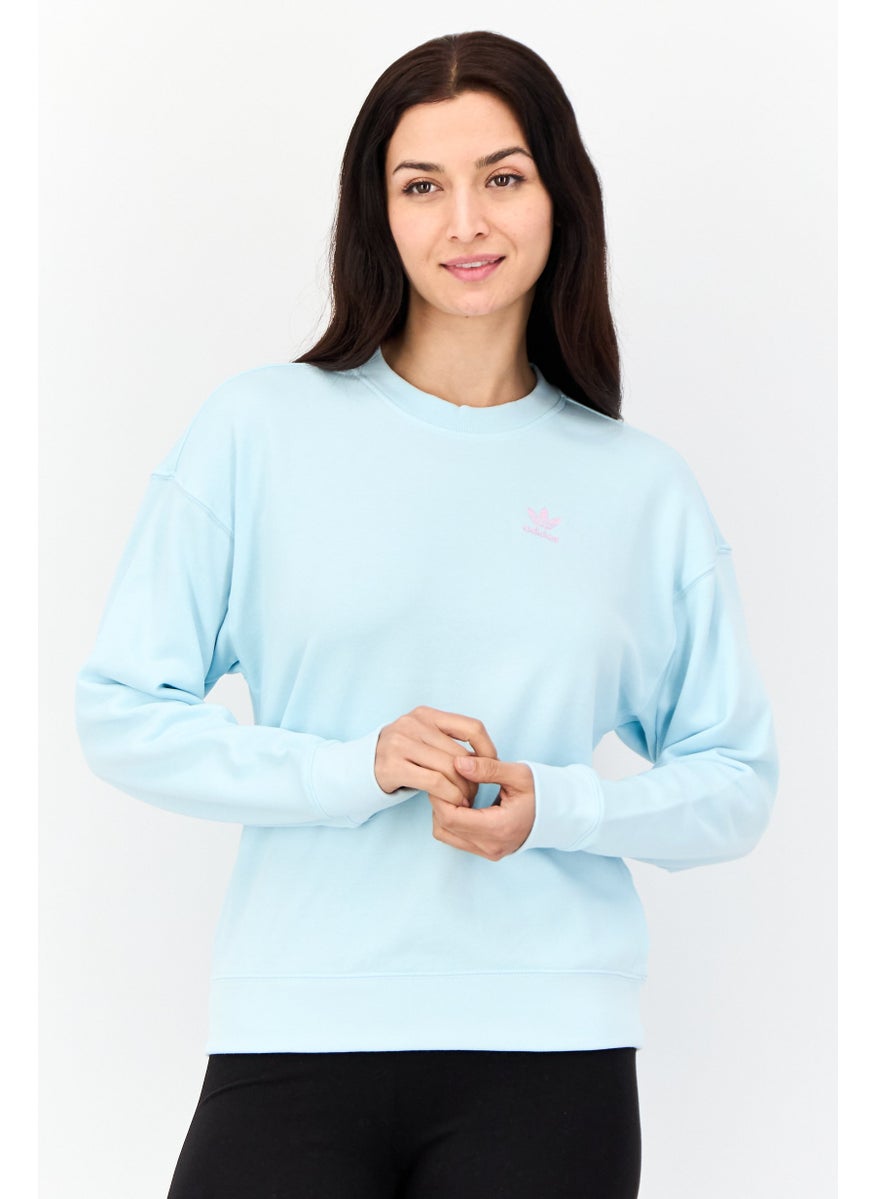 Women Sportswear Fit Long Sleeves Outdoor Sweatshirt, Sky Blue