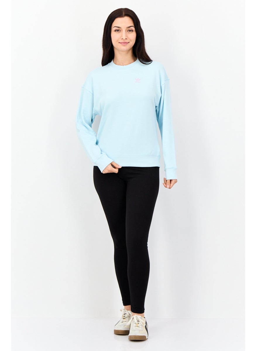 Women Sportswear Fit Long Sleeves Outdoor Sweatshirt, Sky Blue