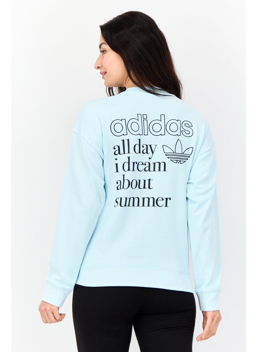 Women Sportswear Fit Long Sleeves Outdoor Sweatshirt, Sky Blue