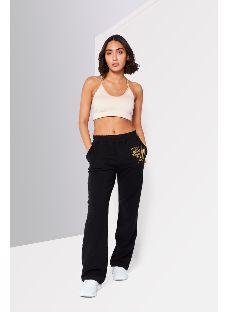 Women Sportswear Fit Brand Logo Training Sweatpants, Black