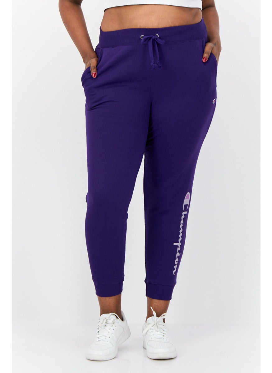Women Plus Size Brand Logo Outdoor Fleece Sweatpants, Purple