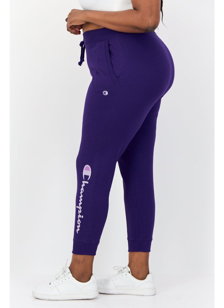 Women Plus Size Brand Logo Outdoor Fleece Sweatpants, Purple