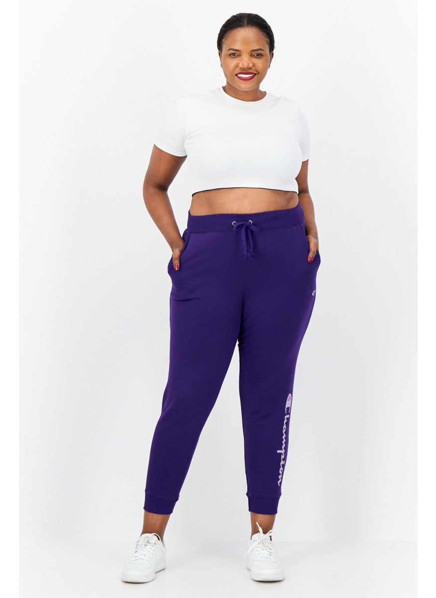 Women Plus Size Brand Logo Outdoor Fleece Sweatpants, Purple
