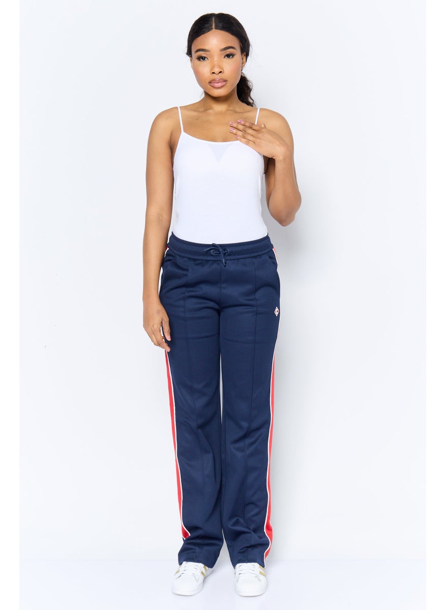 Women Regular Fit Embroidered Logo Fleece Pant, Navy