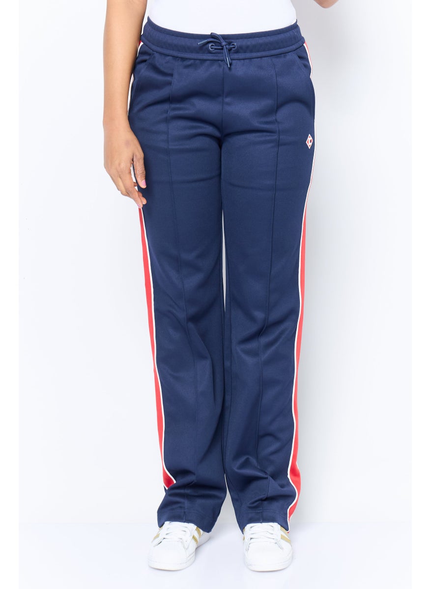 Women Regular Fit Embroidered Logo Fleece Pant, Navy