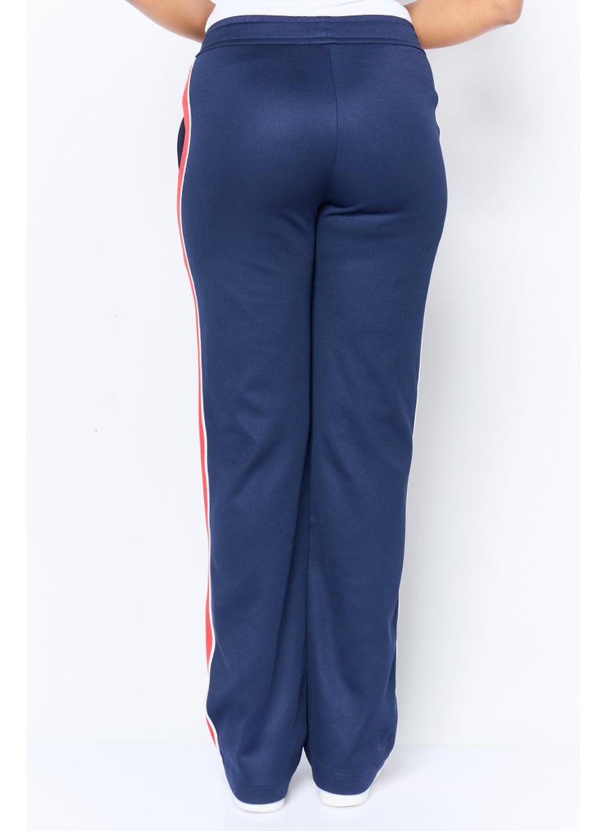 Women Regular Fit Embroidered Logo Fleece Pant, Navy