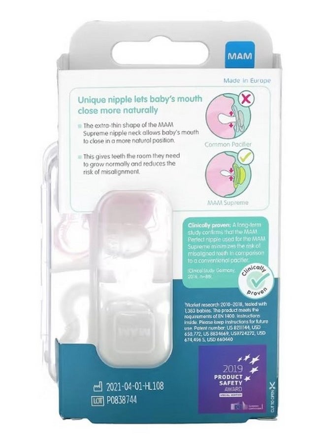 Supreme Night Pacifier 0 6 Months Pink/Clear 2 Count