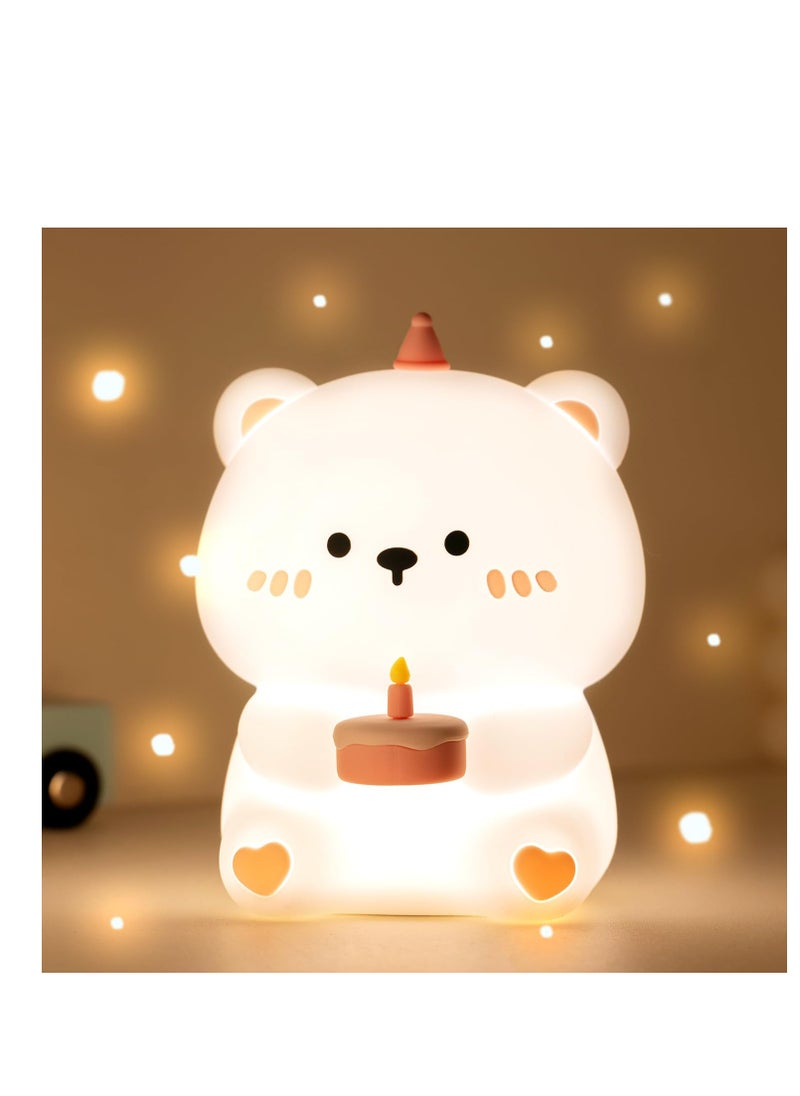 Cake Bear Night Lamp for Kids - Ambient Nursery Light with 30 Min Auto-Off, Ideal Birthday Gift for Toddlers  Babies