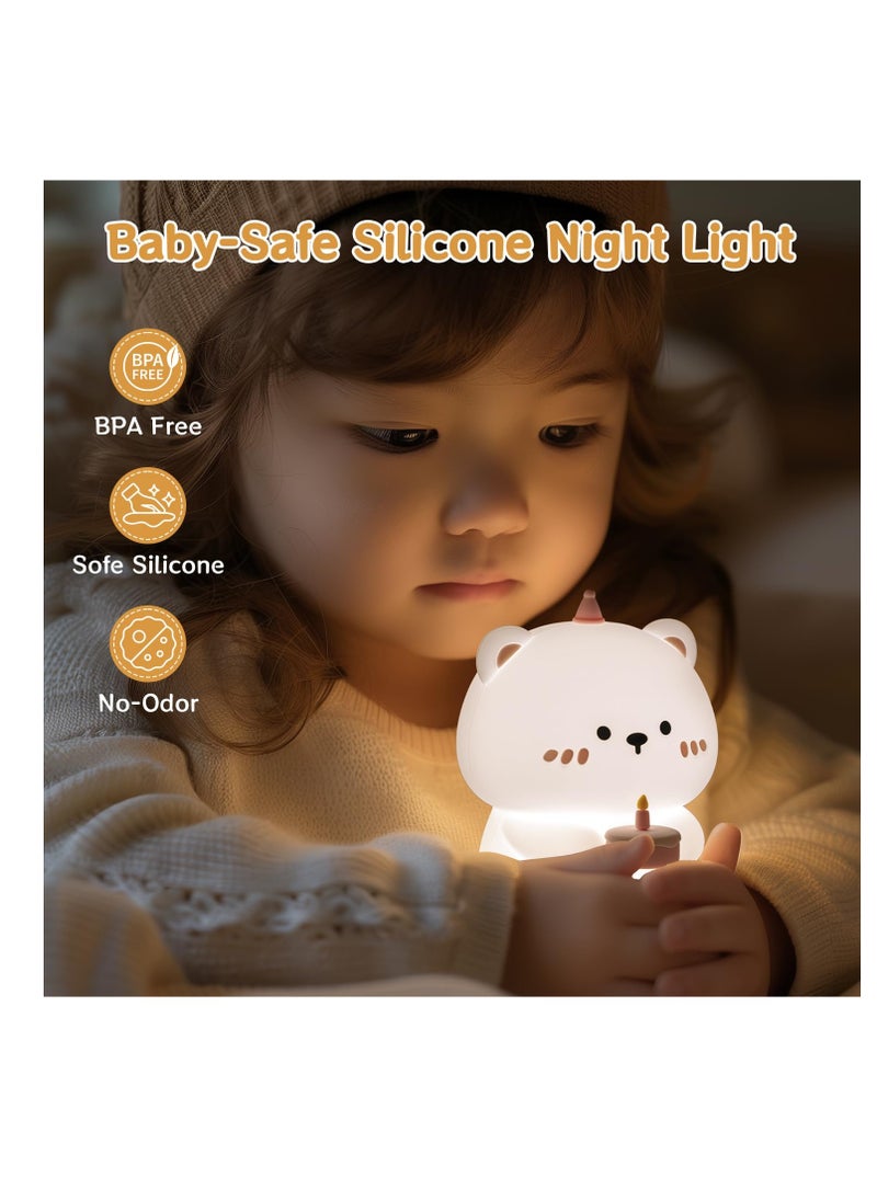 Cake Bear Night Lamp for Kids - Ambient Nursery Light with 30 Min Auto-Off, Ideal Birthday Gift for Toddlers  Babies