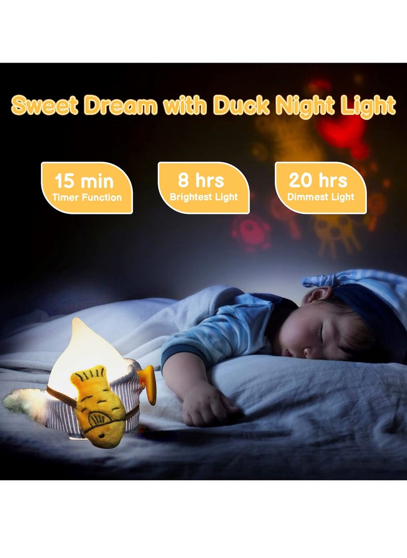 Cute Duck Night Light Touch ON OFF Duck Lamp Kids Night Lamp with 2 Colors 3200K 3400K Light Silicone Animal Kids Baby Night Light Rechargeable Desk Lamp with 15 Timer