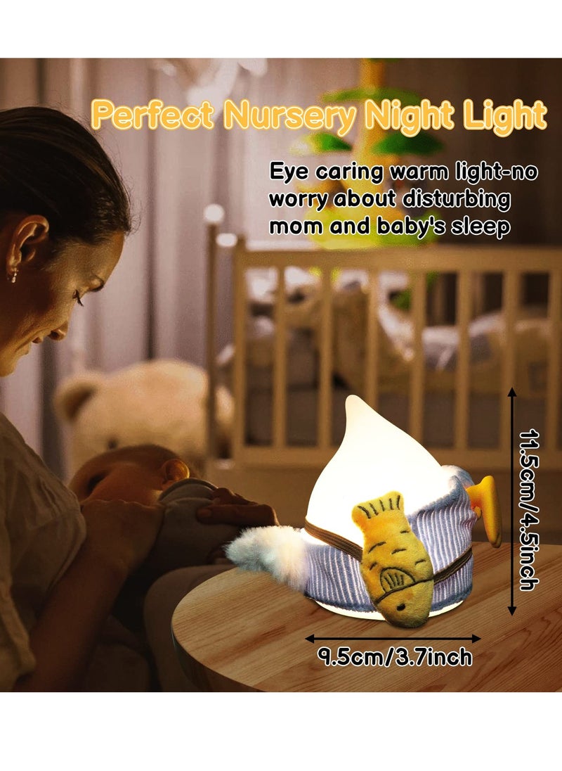 Cute Duck Night Light Touch ON OFF Duck Lamp Kids Night Lamp with 2 Colors 3200K 3400K Light Silicone Animal Kids Baby Night Light Rechargeable Desk Lamp with 15 Timer