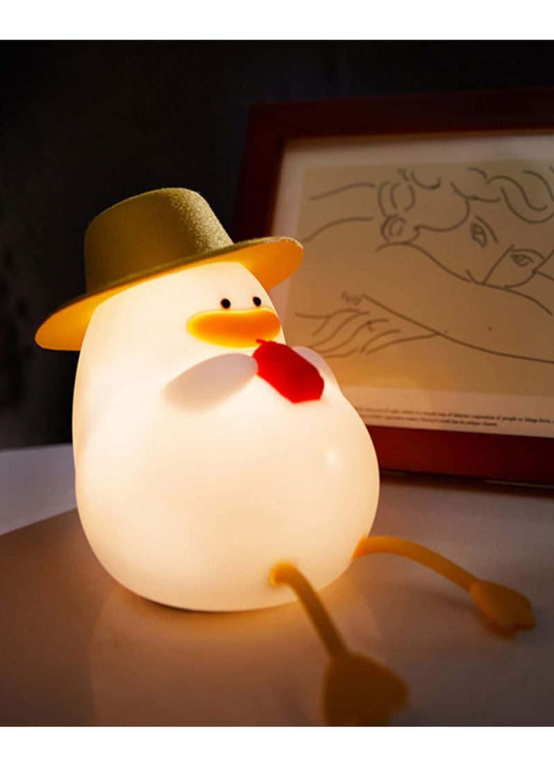 Duck Night Light Rechargeable Silicone Lamp 3 Gear Dimmable Adjust Color Kids Nightlight Bedside Lamp with 30 Minutes Timer and Touch-Sensitive for Kids Room Bedrooms