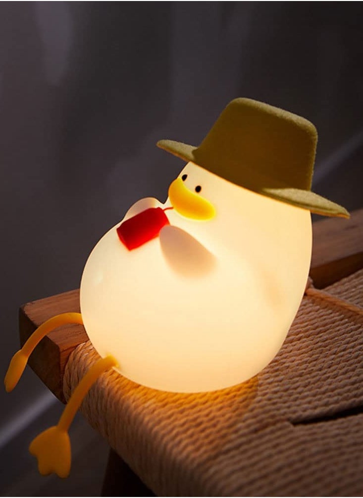 Duck Night Light Rechargeable Silicone Lamp 3 Gear Dimmable Adjust Color Kids Nightlight Bedside Lamp with 30 Minutes Timer and Touch-Sensitive for Kids Room Bedrooms
