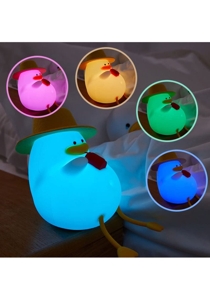Duck Night Light Rechargeable Silicone Lamp 3 Gear Dimmable Adjust Color Kids Nightlight Bedside Lamp with 30 Minutes Timer and Touch-Sensitive for Kids Room Bedrooms