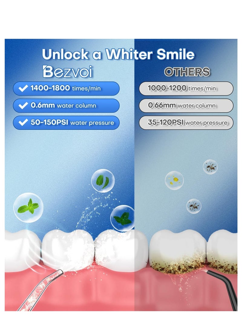 Water Flosser Teeth Pick: 5 Modes Cordless Water Dental Floss 300ML Portable Rechargeable IPX7 Waterproof Electric Water Flossing Cleaning Picks with 6 Jet Tips Oral Irrigator Cleaner, Black