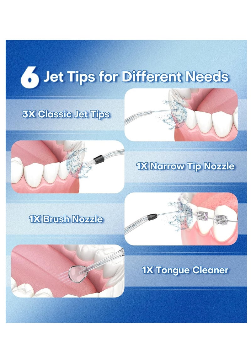 Water Flosser Teeth Pick: 5 Modes Cordless Water Dental Floss 300ML Portable Rechargeable IPX7 Waterproof Electric Water Flossing Cleaning Picks with 6 Jet Tips Oral Irrigator Cleaner, Black