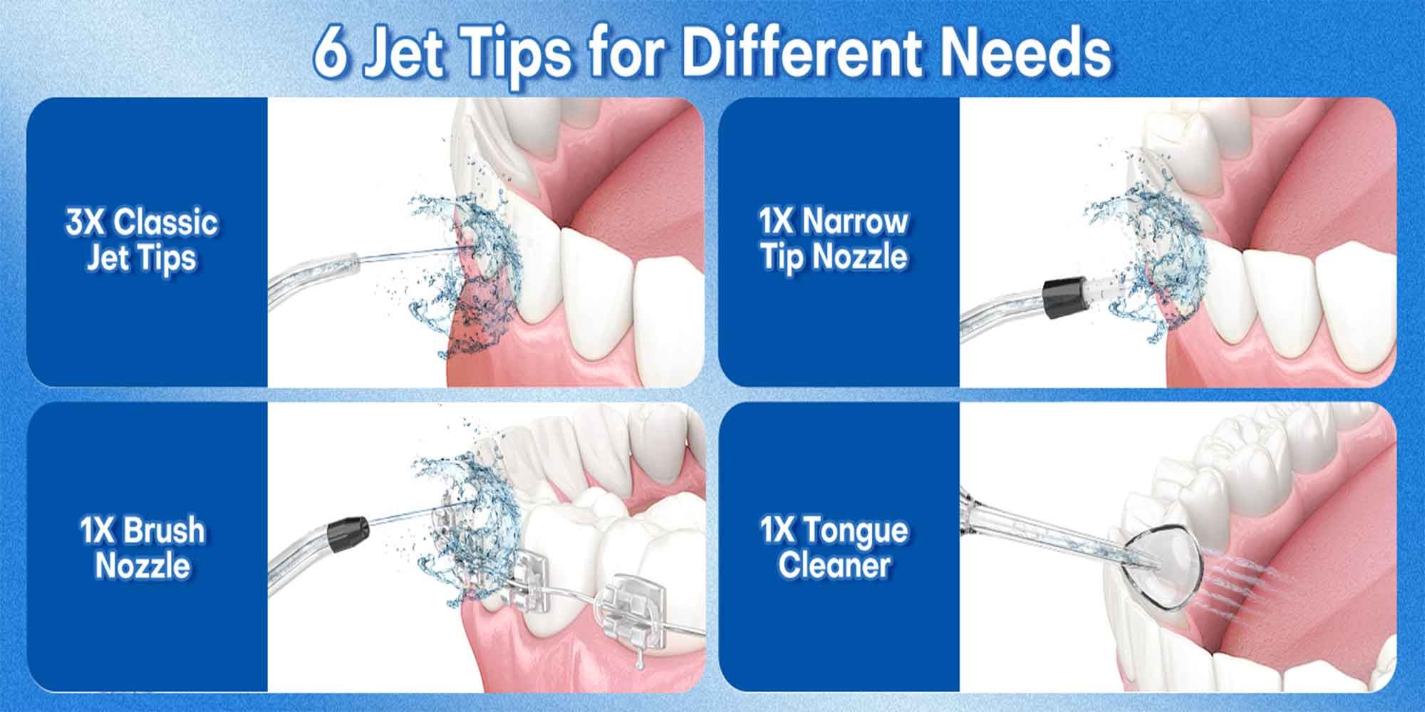 Water Flosser Teeth Pick: 5 Modes Cordless Water Dental Floss 300ML Portable Rechargeable IPX7 Waterproof Electric Water Flossing Cleaning Picks with 6 Jet Tips Oral Irrigator Cleaner, Black