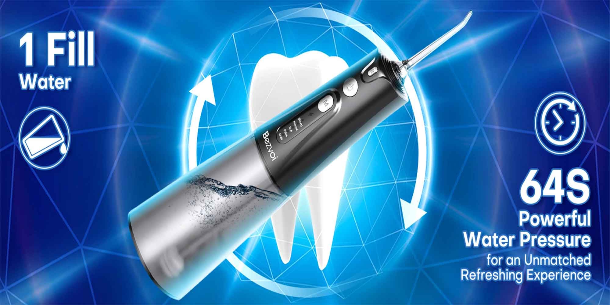 Water Flosser Teeth Pick: 5 Modes Cordless Water Dental Floss 300ML Portable Rechargeable IPX7 Waterproof Electric Water Flossing Cleaning Picks with 6 Jet Tips Oral Irrigator Cleaner, Black