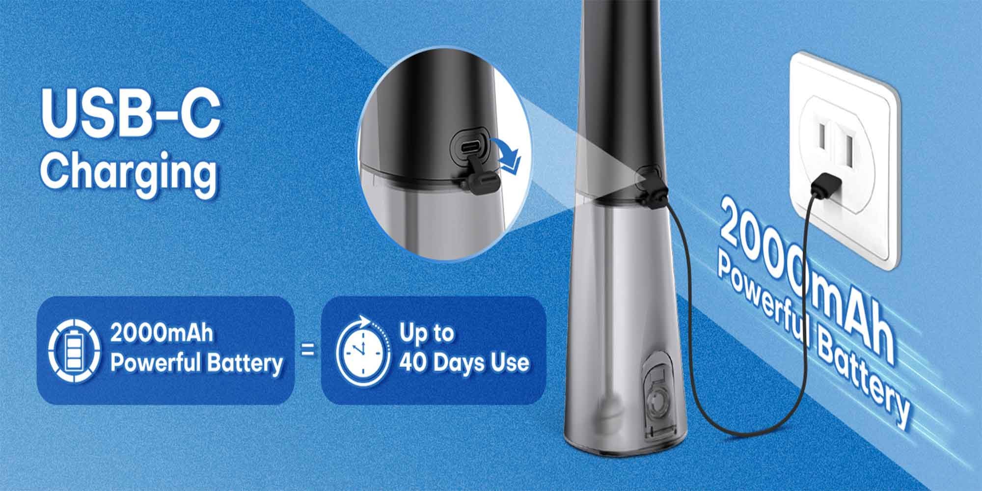Water Flosser Teeth Pick: 5 Modes Cordless Water Dental Floss 300ML Portable Rechargeable IPX7 Waterproof Electric Water Flossing Cleaning Picks with 6 Jet Tips Oral Irrigator Cleaner, Black