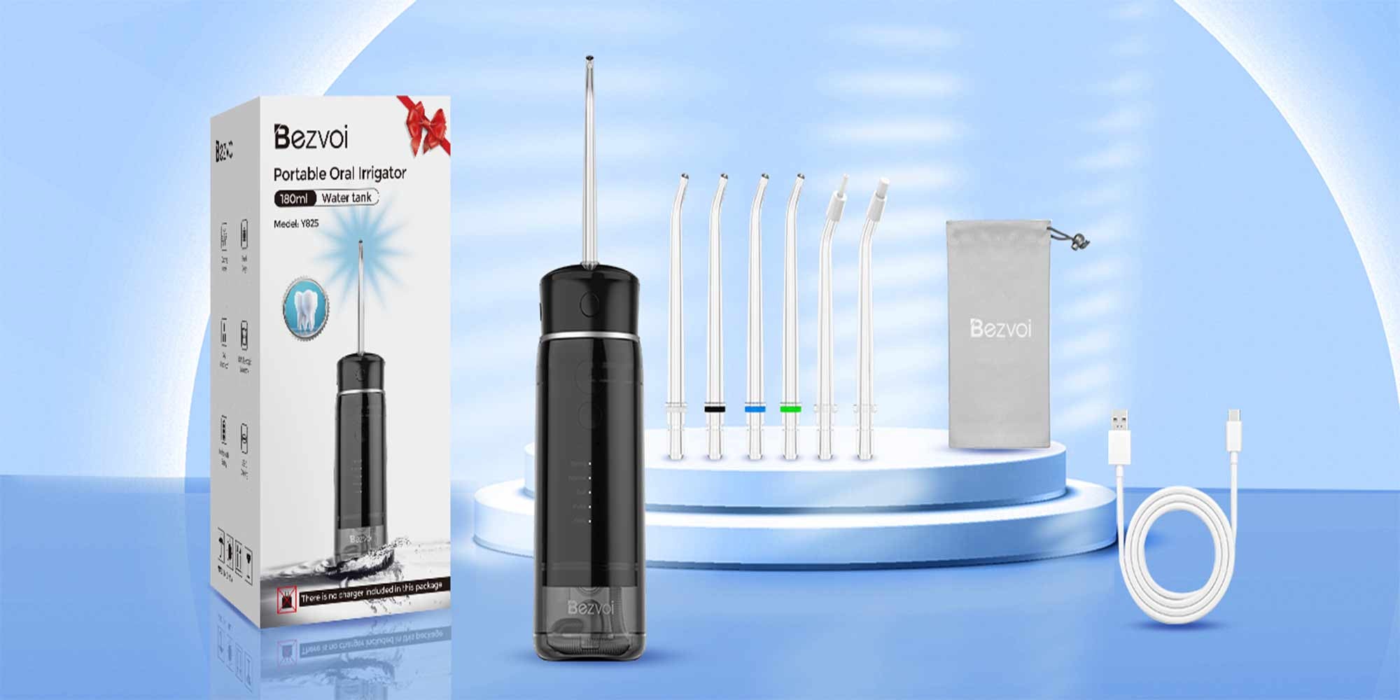 Water Flosser Mini Cordless Portable: 5 Modes Water Dental Floss with Telescopic Water Tank, 6 Tips, IPX7 Waterproof Oral Irrigator for Teeth Cleaning Gums,Orthodontic,Braces Dental Care (Black)