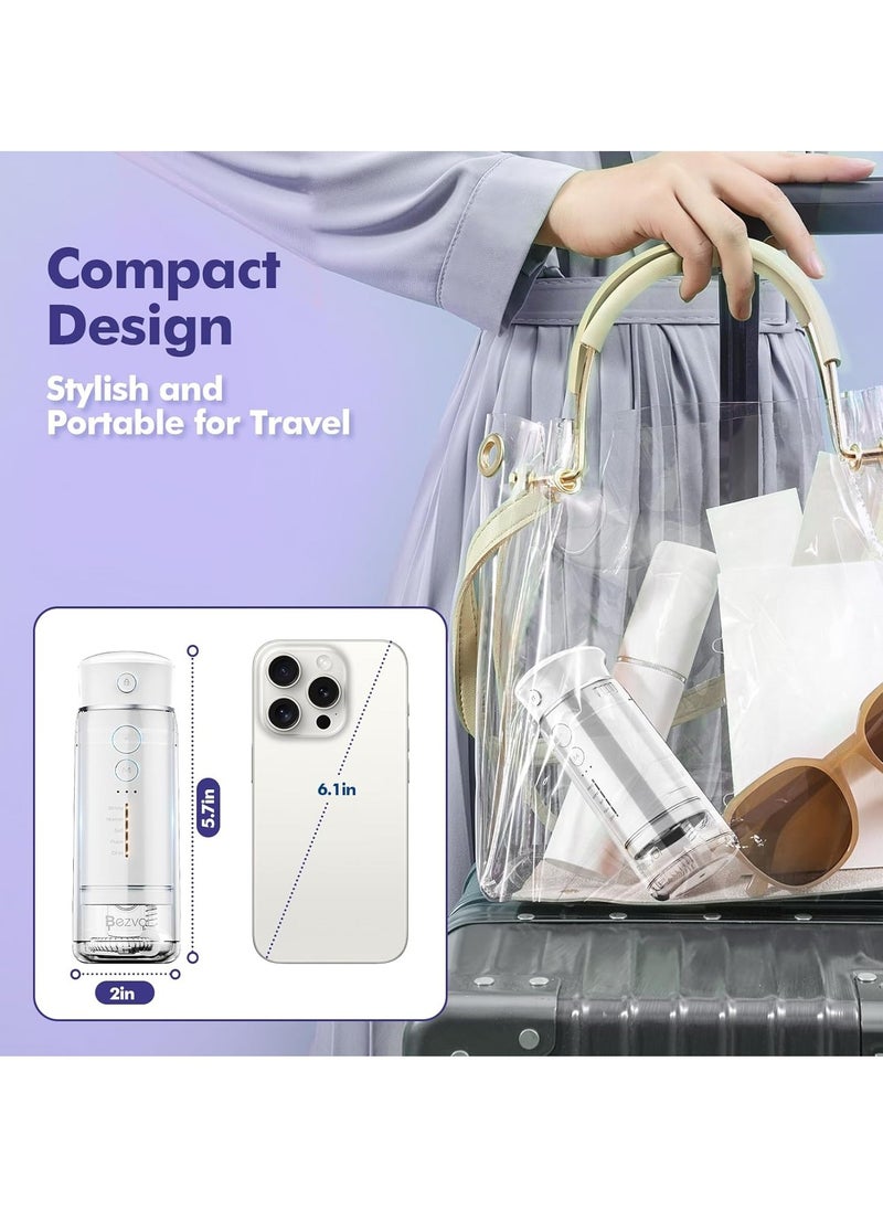 Water Flosser Mini Cordless Portable: 5 Modes Water Dental Floss with Telescopic Water Tank, 6 Tips, IPX7 Waterproof Oral Irrigator for Teeth Cleaning Gums,Orthodontic,Braces Dental Care (White)