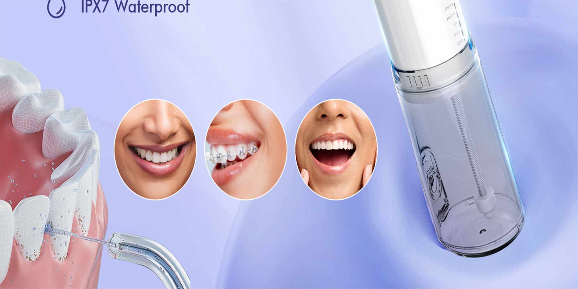 Water Flosser Mini Cordless Portable: 5 Modes Water Dental Floss with Telescopic Water Tank, 6 Tips, IPX7 Waterproof Oral Irrigator for Teeth Cleaning Gums,Orthodontic,Braces Dental Care (White)