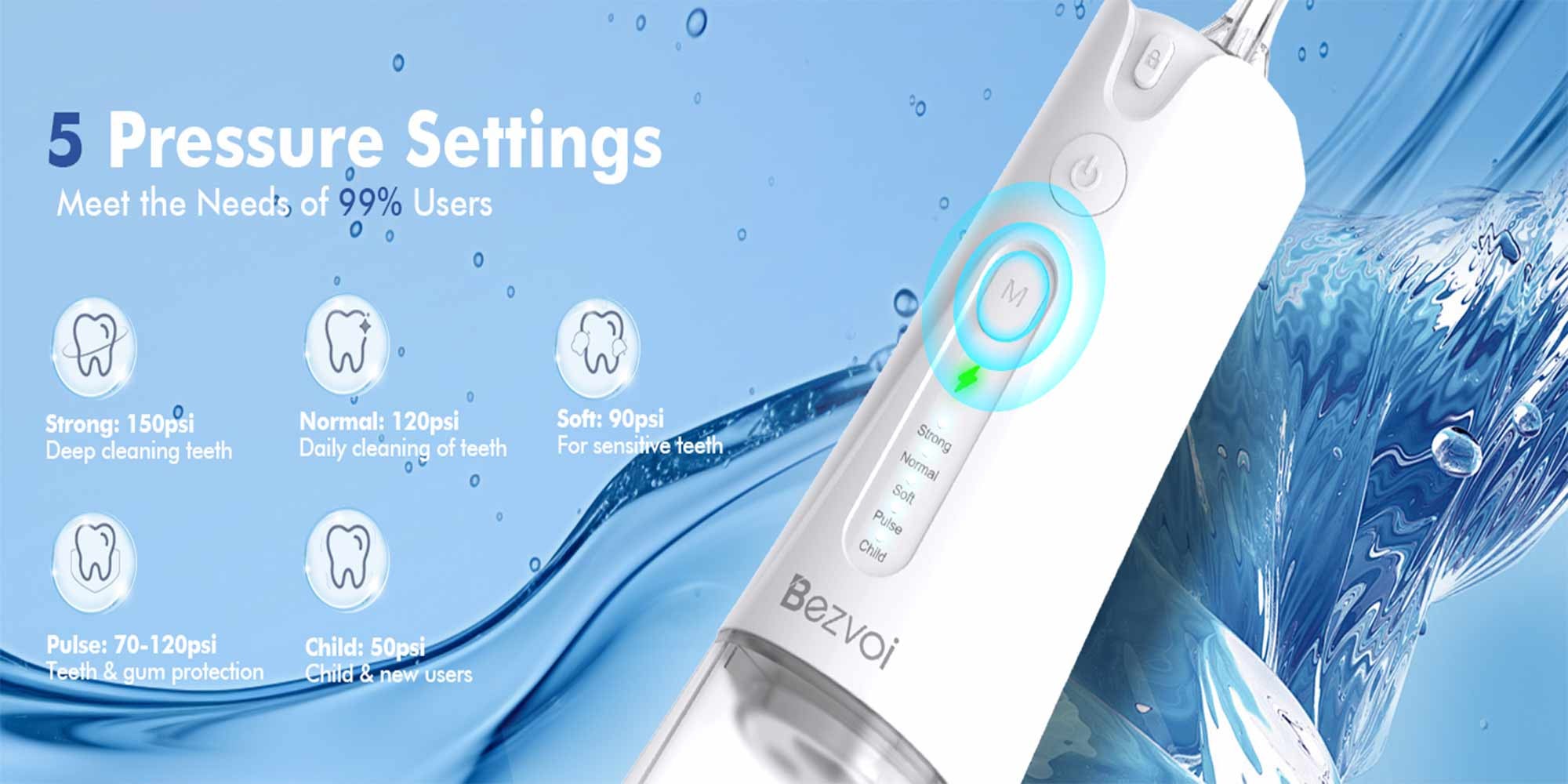 Water Flosser Teeth Pick: 5 Modes Cordless Water Dental Floss 300ML Portable Rechargeable IPX7 Waterproof Electric Water Flossing Cleaning Picks with 6 Jet Tips Oral Irrigator Cleaner, White